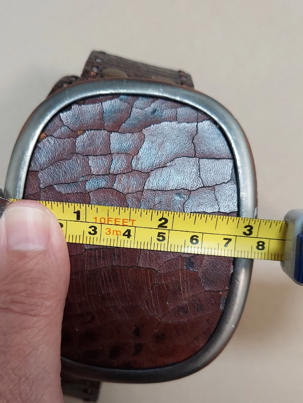 Fossil Belt, Size 32-35 Brown Resin Buckle, Cowhide Leather